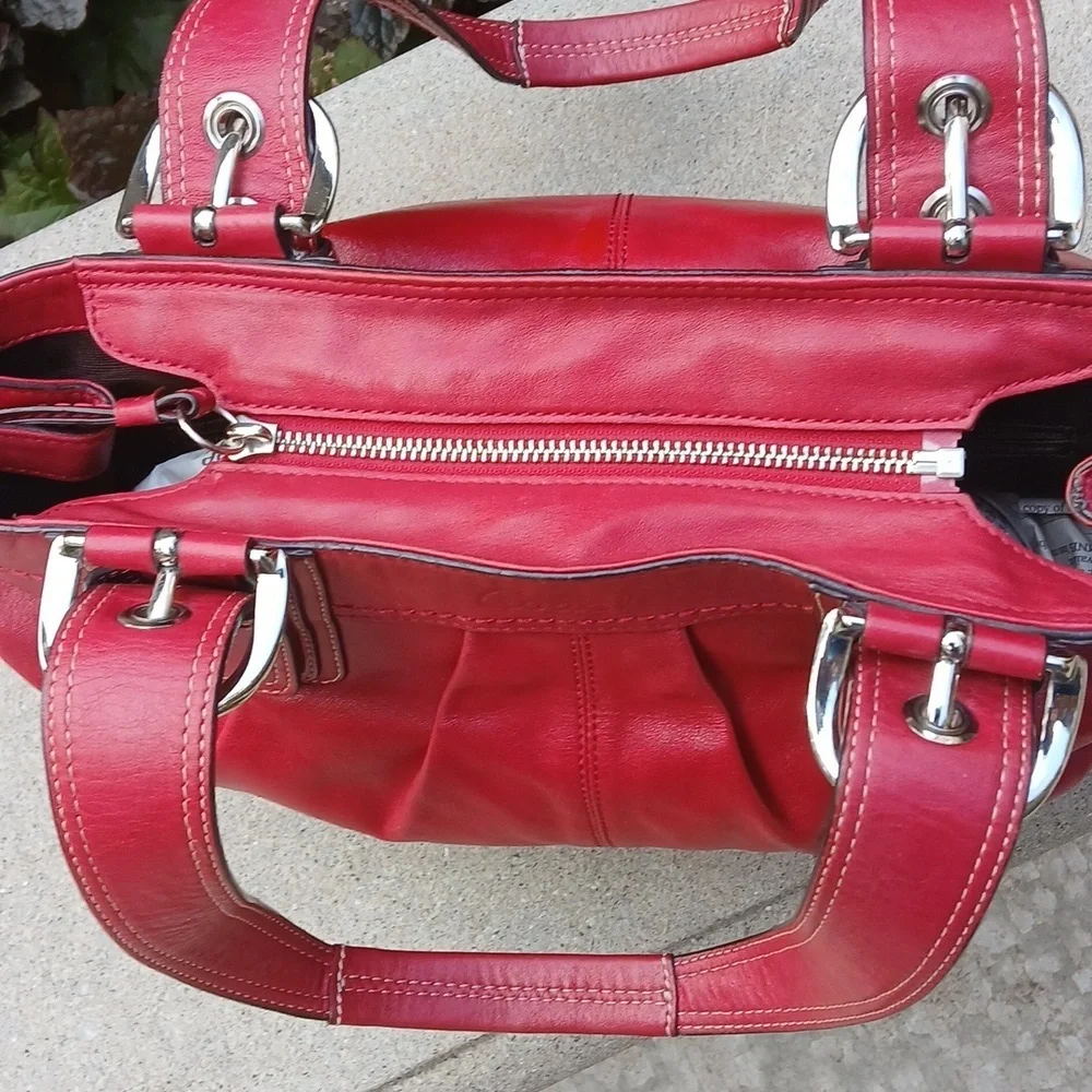 COACH Soho Pleated  Red Leather Large Shoulder Handbag